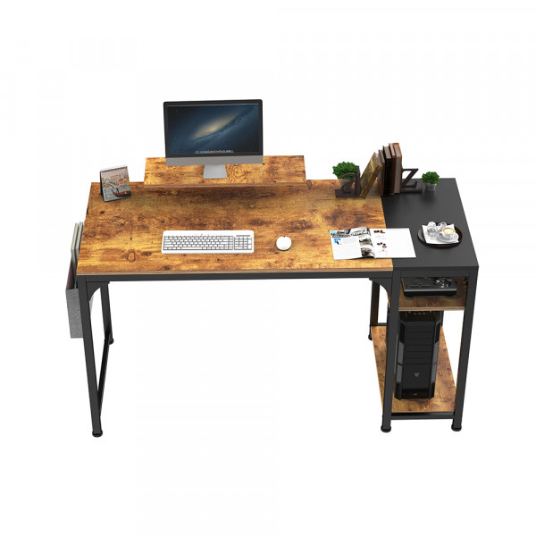 Eureka Ergonomic 55x23 Office Desk with Storage Space, Rustic Brown  